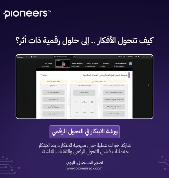 بايونيرز DX تنظم ورشة عمل افتراضية حول الابتكار في التحول الرقمي